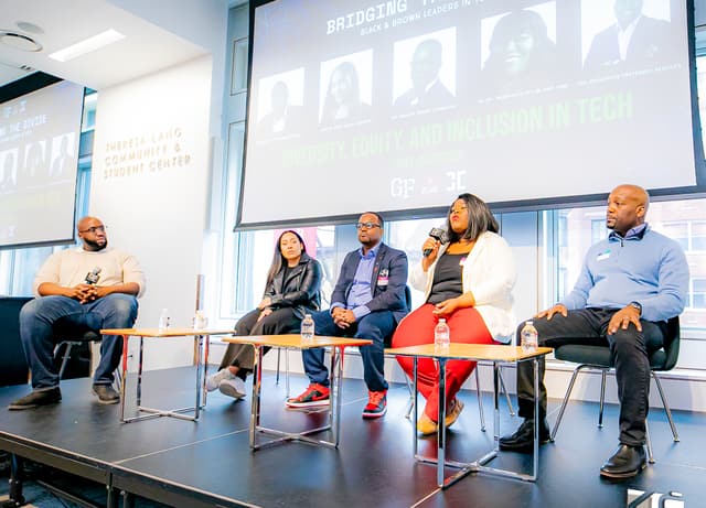 A panel on diversity, equity and inclusion in tech at Bridging the Divide.